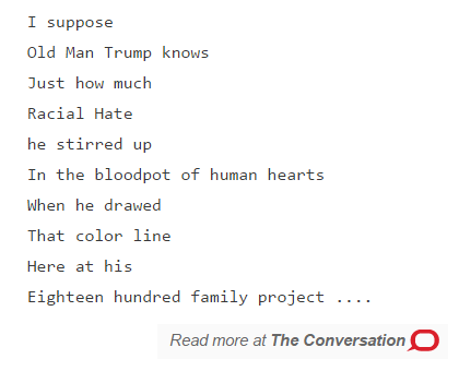 Woody Guthrie wrote about his landlord, #DonaldTrump's father Fred, and Fred's color line theconversation.com/woody-guthrie-…
