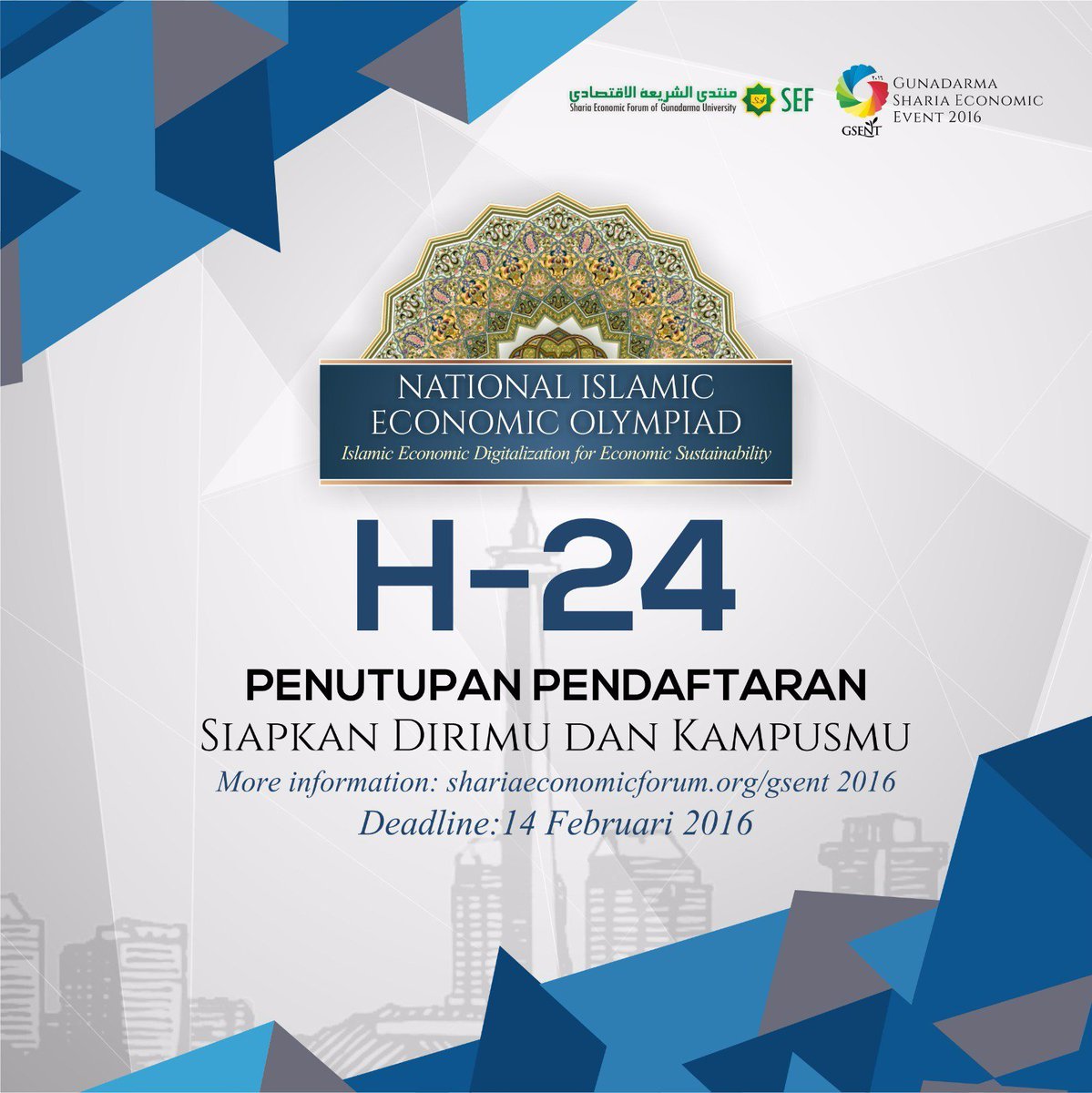 H-24 penutupan pendaftaran Olimpiade ekonomi islam !!! Yuk segera daftaaar. Jangan sampai kelewatan <a href="/KSEI_SEF/">KSEI SEF Universitas Gunadarma</a>