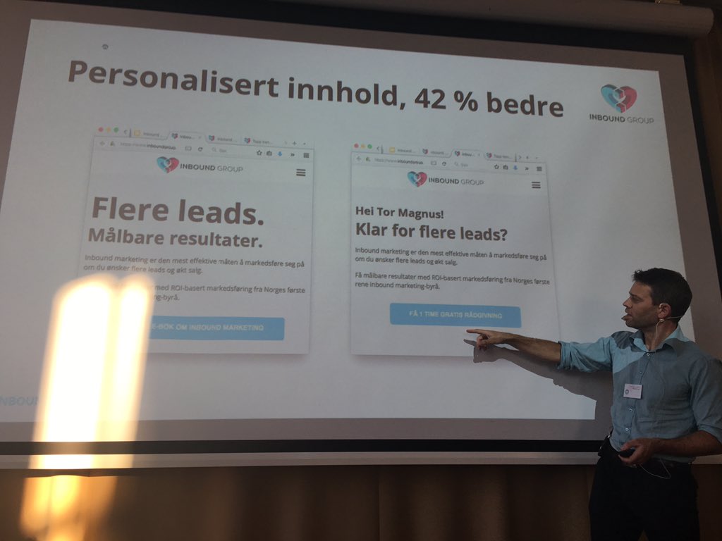 magnusboe's tweet image. Smart om personalisering fra @tminbound i #inboundgroup #bestitekst