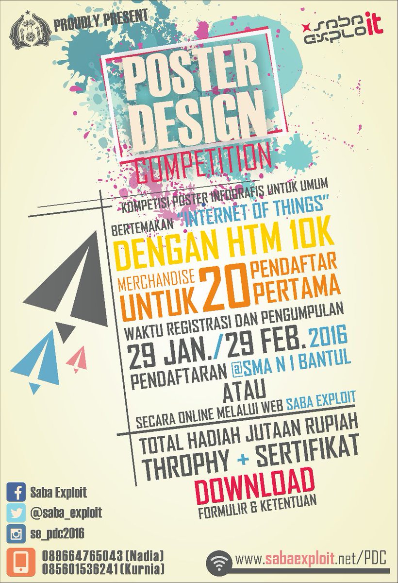 SABAevent's tweet photo. Selamat Malam! SabaExploIT akan mengadakan Poster Desain Competition. Buruan daftarkan karya kalian #eventjogja https://t.co/hrq3ObOtCA