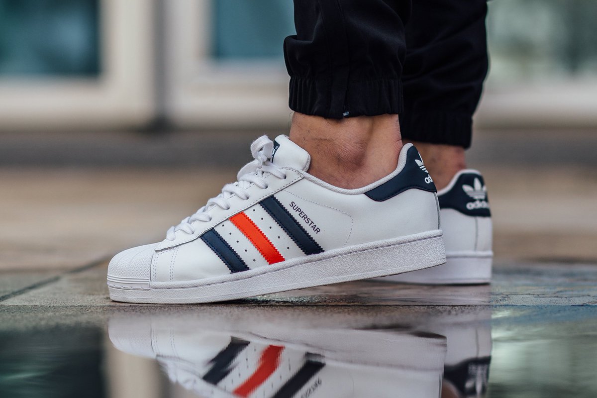 adidas superstar white collegiate navy red