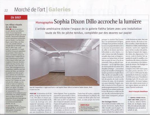 FatihaSelam's tweet image. Sophia DIXON DILLO dans @JDAofficiel 
Jq'au 20 fev à la galerie @FatihaSelam 
#LightandForm #SophiaDixonDillo #art
