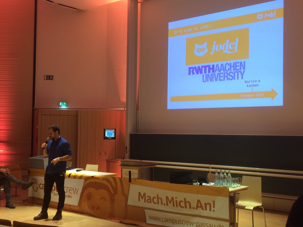 Chefvisite der Gründer von #jodel an der Uni Passau - exzellenter Vortrag von Alesso und Alex