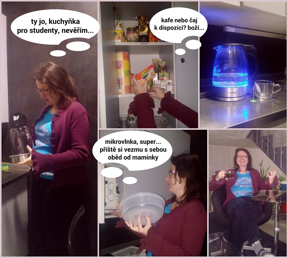 Víte, že v Knihovně FF MU je možné si uvařit čaj nebo kávu, ohřát oběd v mikrovlnce a ještě si trochu odpočinout?