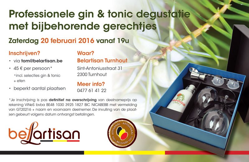 unieke #Gin &amp; #Tonic #degustatie met #Foodpairing bij Belartisan <a href="/Turnhout/">Stad Turnhout</a>