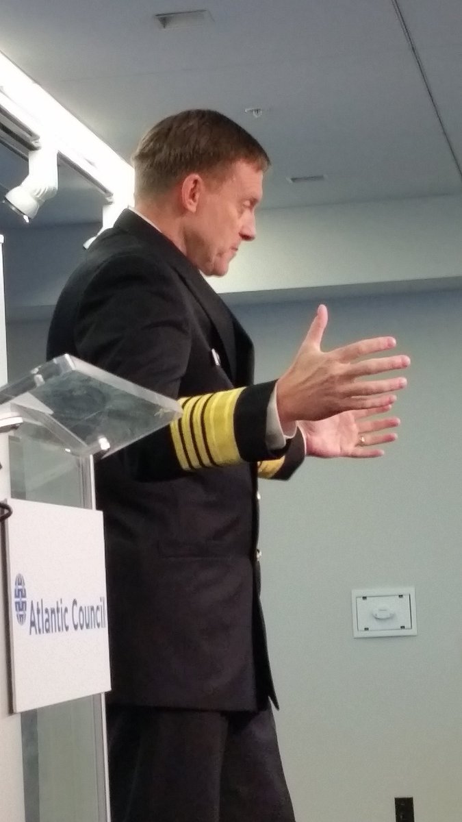Jason_Healey's tweet photo. ADM Rogers: @USCyberCommand capacity &amp; capabilities coming online, priority is defense of DoD network #ACScowcroft https://t.co/Gn37nC6ngj