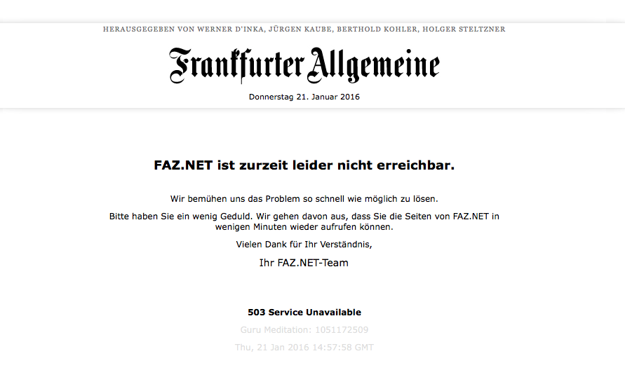 mariofroehlich's tweet photo. Die #FAZ ist weg. #Offline https://t.co/IPtyxWbVLB