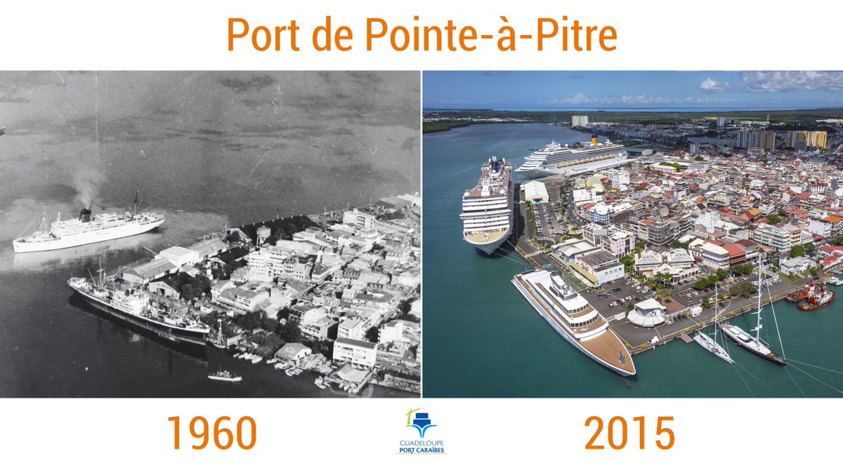 PortGuadeloupe's tweet photo. #TBT L'évolution du #Port de Pointe-à-Pitre entre 1960 et 2015. #Guadeloupe #Croisiere #Cruise #Yacht #Caraibe https://t.co/Ow6ZP1U7vf