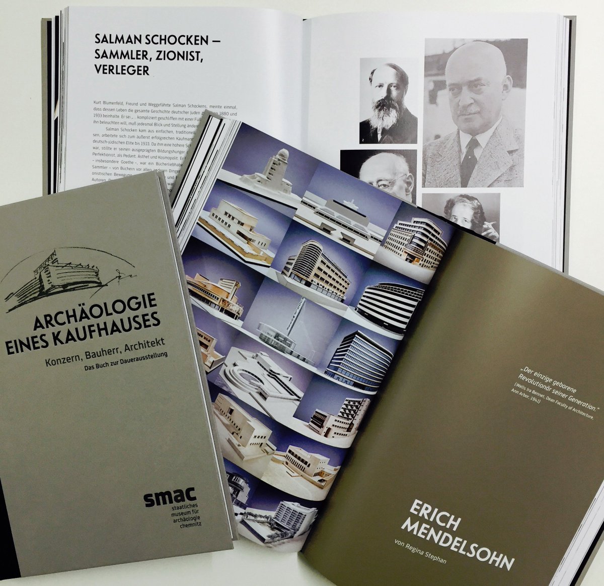 smac_sachsen's tweet photo. #Neuerscheinung "Archäologie eines Kaufhauses": das Buch über das Kaufhaus Schocken, Salman Schocken &amp; E. Mendelsohn https://t.co/iRICyu2JdN