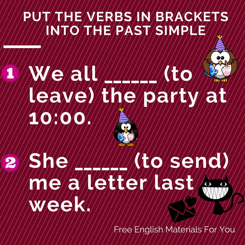 FreeEnglishMFY's tweet image. #SimplePast #PastSimple #EnglishQuiz #FreeEnglishMaterialsQuiz #FEMQuiz
