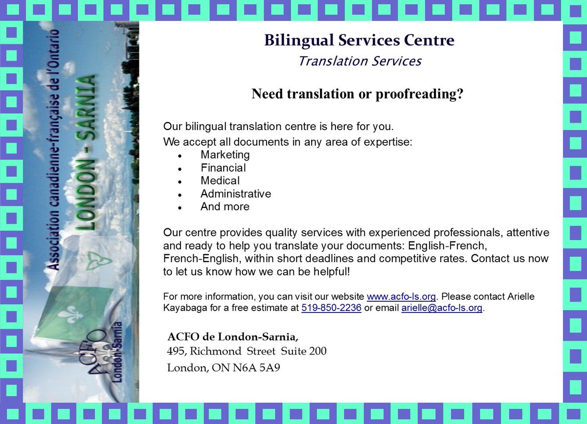 ACFOLondon's tweet photo. @ACFOLondon Vous offre des services de traductions
ACFO is offering you Translation services https://t.co/p7fxKTCwb4