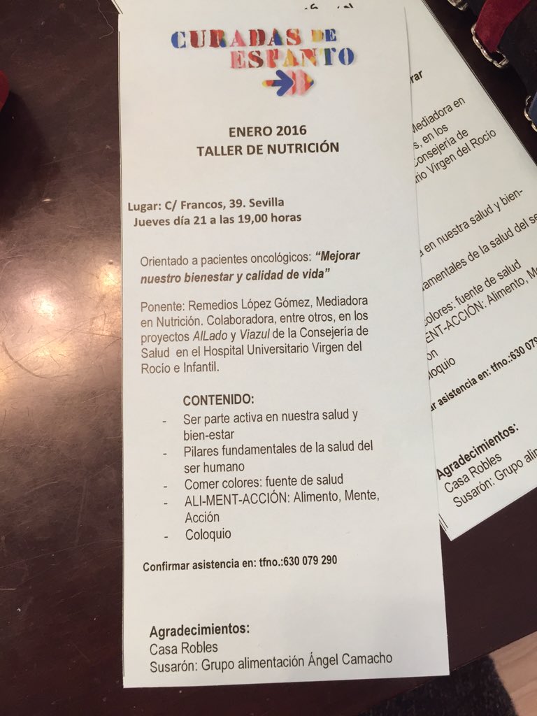 ¿Conocéis el espacio Curadas de Espanto en #Sevilla? En C/ Francos 39, esta tarde Remedios López habla de nutrición