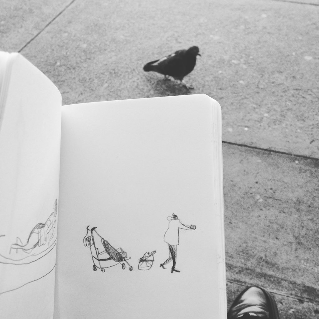 Tourists with a gigantic stroller #sketch