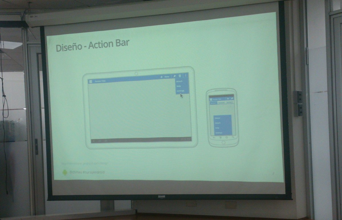 GehissiHernandz's tweet image. Diseño - Action Bar. Thanks teacher for Your exhibition @chihau #CursoAndroid