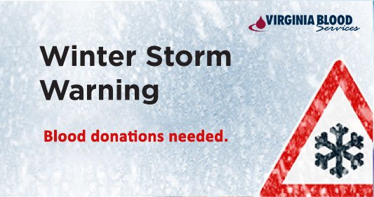 Because of the winter weather forecast, the current need for blood is urgent. Please donate: ow.ly/XnbgE