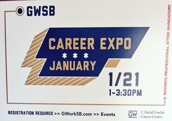 Can't wait to see you today at the #GWSBcareerexpo -RSVP in GWorkSB.com *Expo is for GWSB students only*