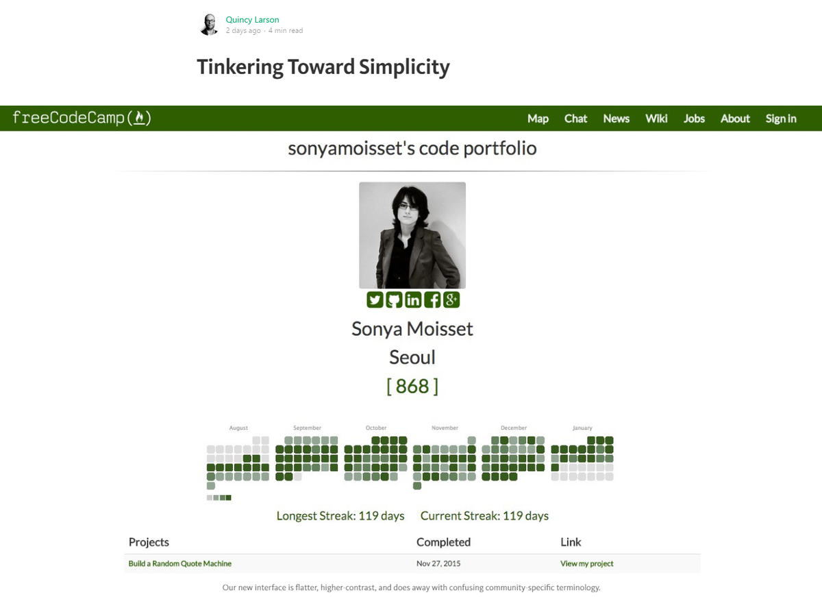 SonyaMoisset's tweet image. Thanks @ossia | “Tinkering Toward Simplicity” medium.freecodecamp.com/tinkering-towa… #KeepOnHacking and #MakeItHappen @FreeCodeCamp