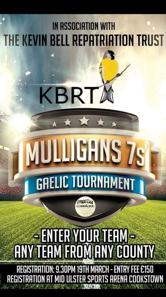 Mulligans 7s in association with KBRT Please rt  <a href="/teamtalkmagLIVE/">Teamtalkmag.com</a> <a href="/owen_mulligan/">Owen Mulligan</a> <a href="/FrRocksGFC/">Cookstown Fr. Rock's</a>