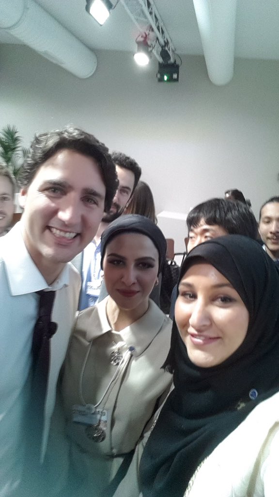 Shaaztastic's tweet photo. Humbled to hear my fellow @GlobalShapers at #davos had a chat with @JustinTrudeau about me! #hireshaaz #realchange https://t.co/86yMMXPDF6