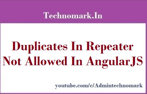 Getraju_s_nair's tweet image. Duplicates In A Repeater Are Not Allowed In AngularJS
Link : technomark.in/Duplicates-In-…
Video : youtu.be/yAOdQBAwNsU?li…