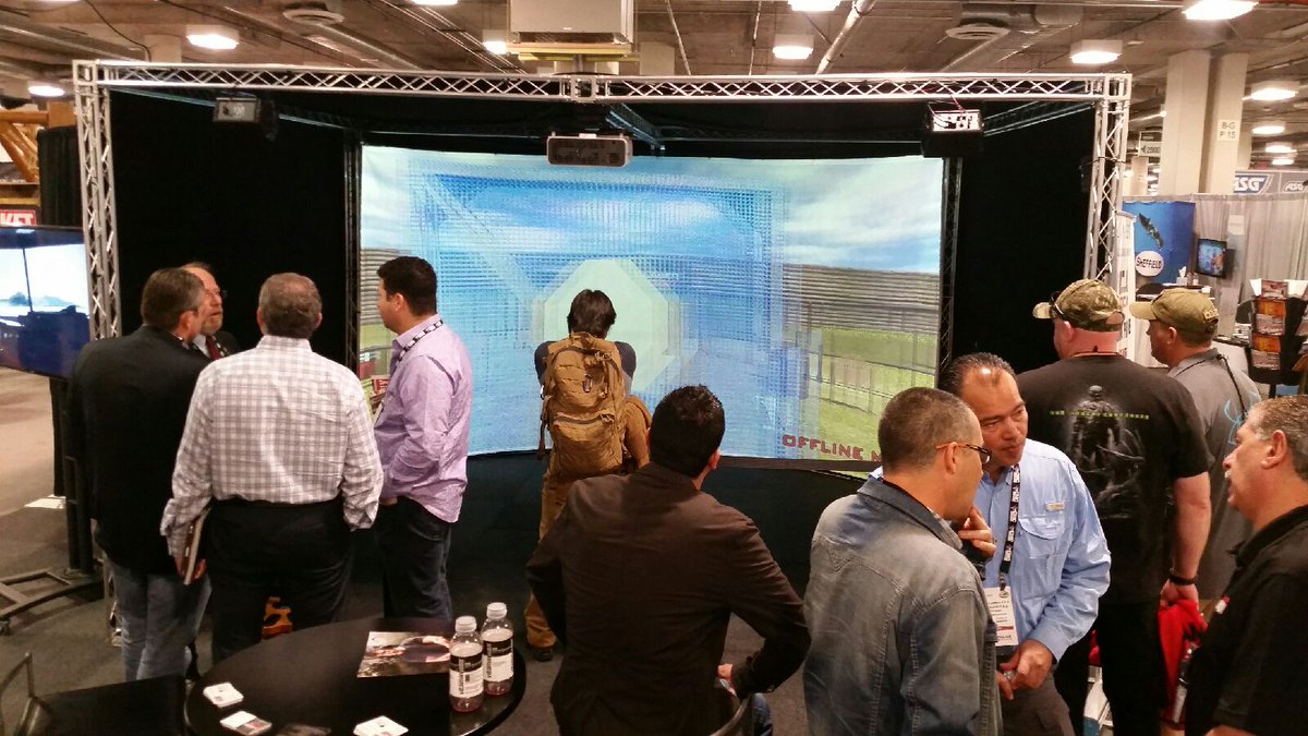 Laser_Shot_Inc's tweet photo. #lasershot #shotshow #lasvegas #firearmstraining #marksmanship #lasersimulation #curvedscreen https://t.co/TGAmYOySrS
