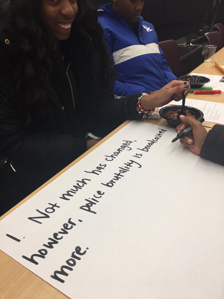 UK_MLKCenter's tweet photo. Participants are now discussing each inequality that was displayed in our vigil. #MLKweek2016 https://t.co/UofH29g1lW
