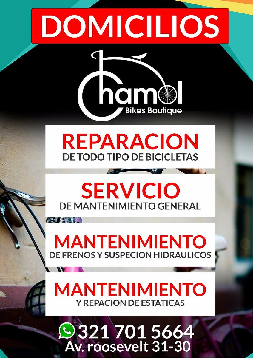 chamolclub's tweet photo. Por que te mereces la mejor atención Chamol Bikes boutique recoje tu bicicleta la repara y la lleva a tu casa.! https://t.co/SiaY8aCG2D