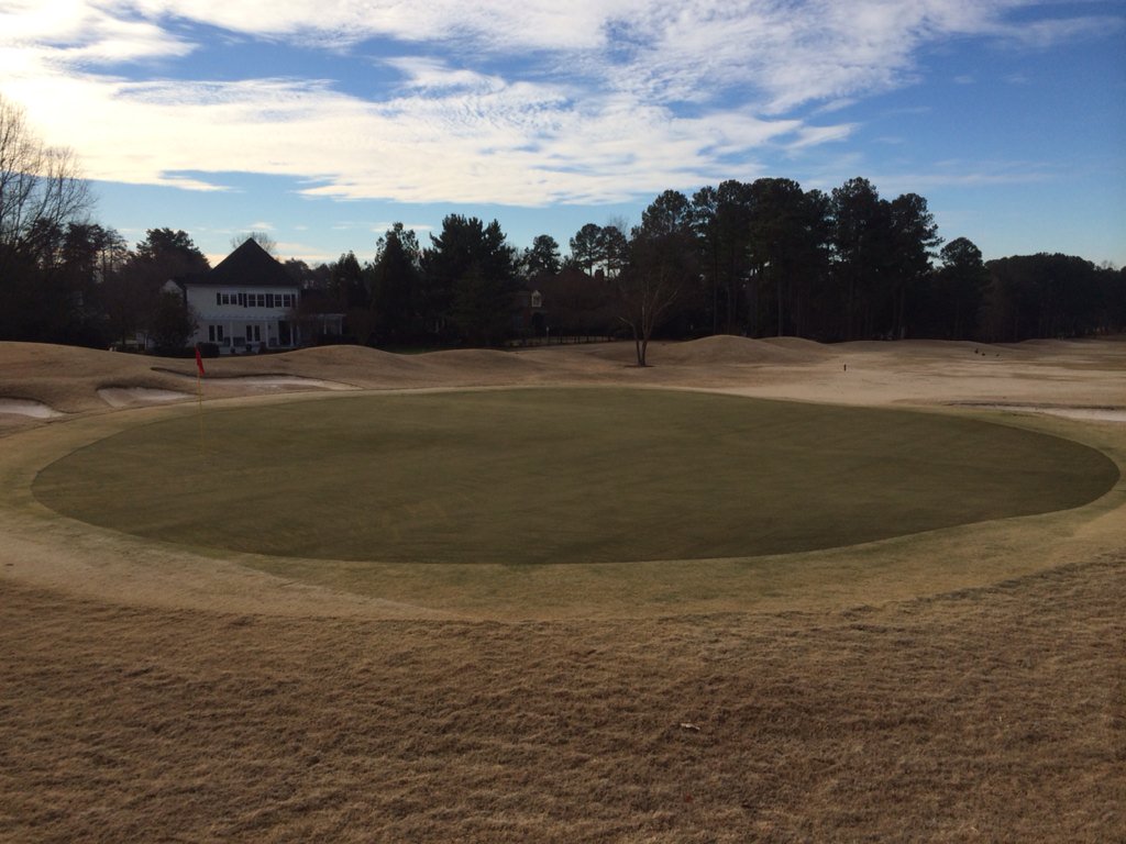 DMcRorie's tweet image. Before &amp;amp; after painting #10 green @ThePeninsulaClb with test plot included. #paint #instantgreen #testplot