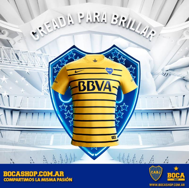 BocaJrsOficial's tweet photo. #Boca LANZAMIENTO EXCLUSIVO. Nueva camiseta alternativa 2015/16, tenela antes que nadie acá: https://t.co/BuNTaSEySp https://t.co/3yVLqd0vgc