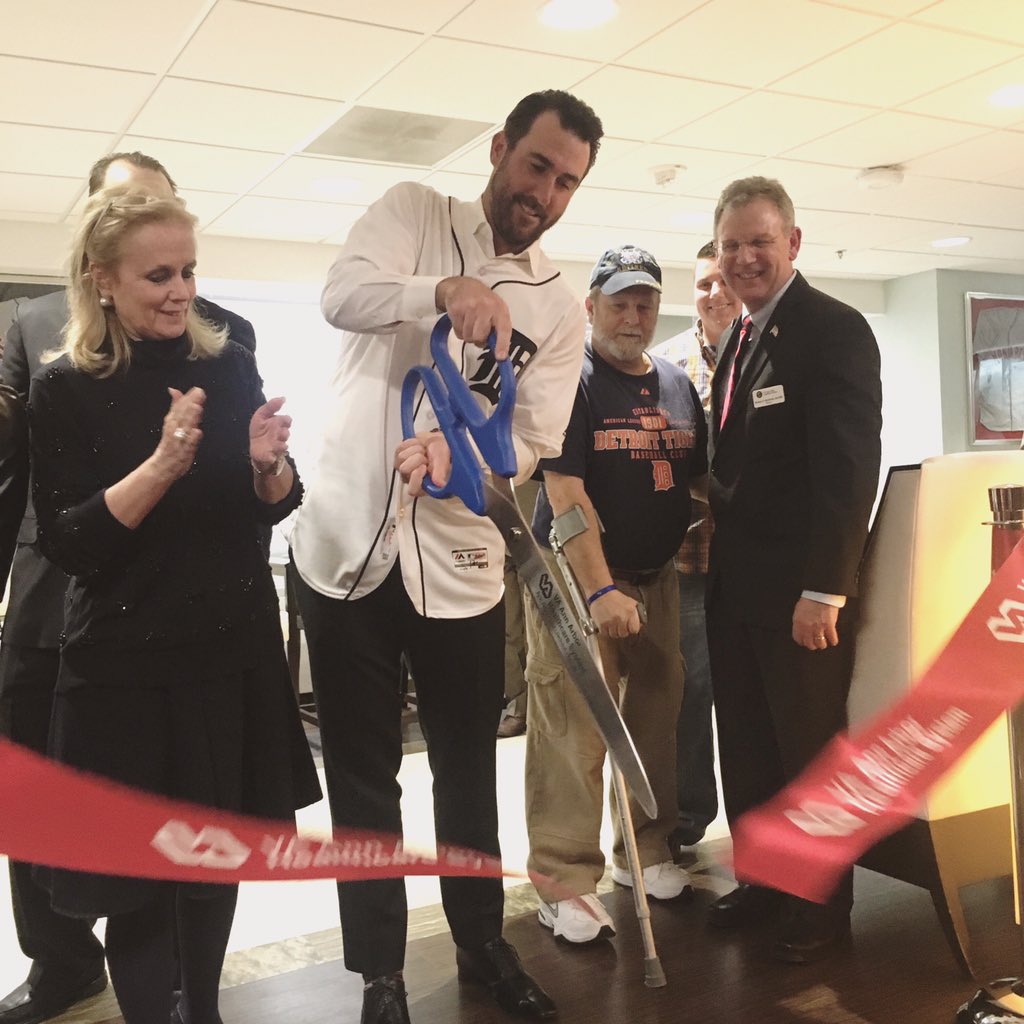 JustinVerlander's tweet photo. Honored to be part of the new fastball lounge grand opening at the Ann Arbor veterans hospital. #veterans #support https://t.co/8A4vwu5kMh
