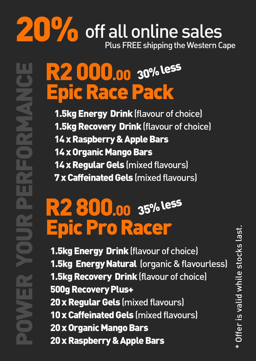 Planning a big stage race soon??? BEST VALUE race nutrition deals #Summer2016Promo <a href="/CapeEpic/">capeepic</a> torqfitness.co.za