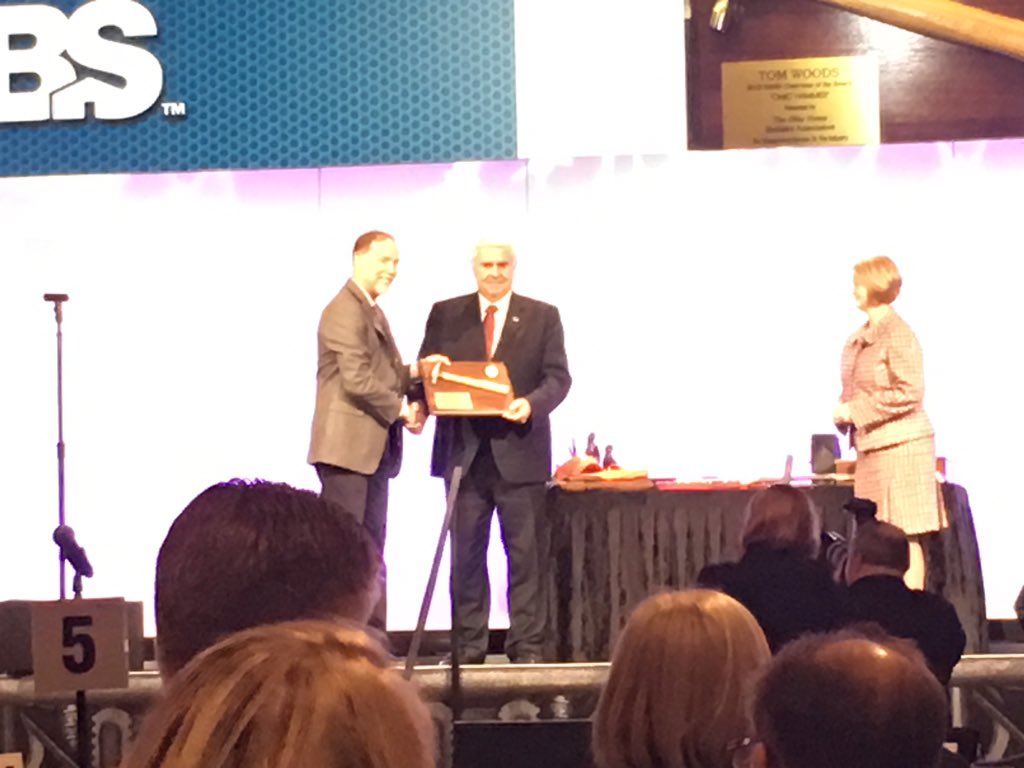 OhioHBA's tweet photo. Our president, William Sanderson presenting the Ohio Hammer to out going NAHB Chair Tom Woods https://t.co/K7ScAfiehY