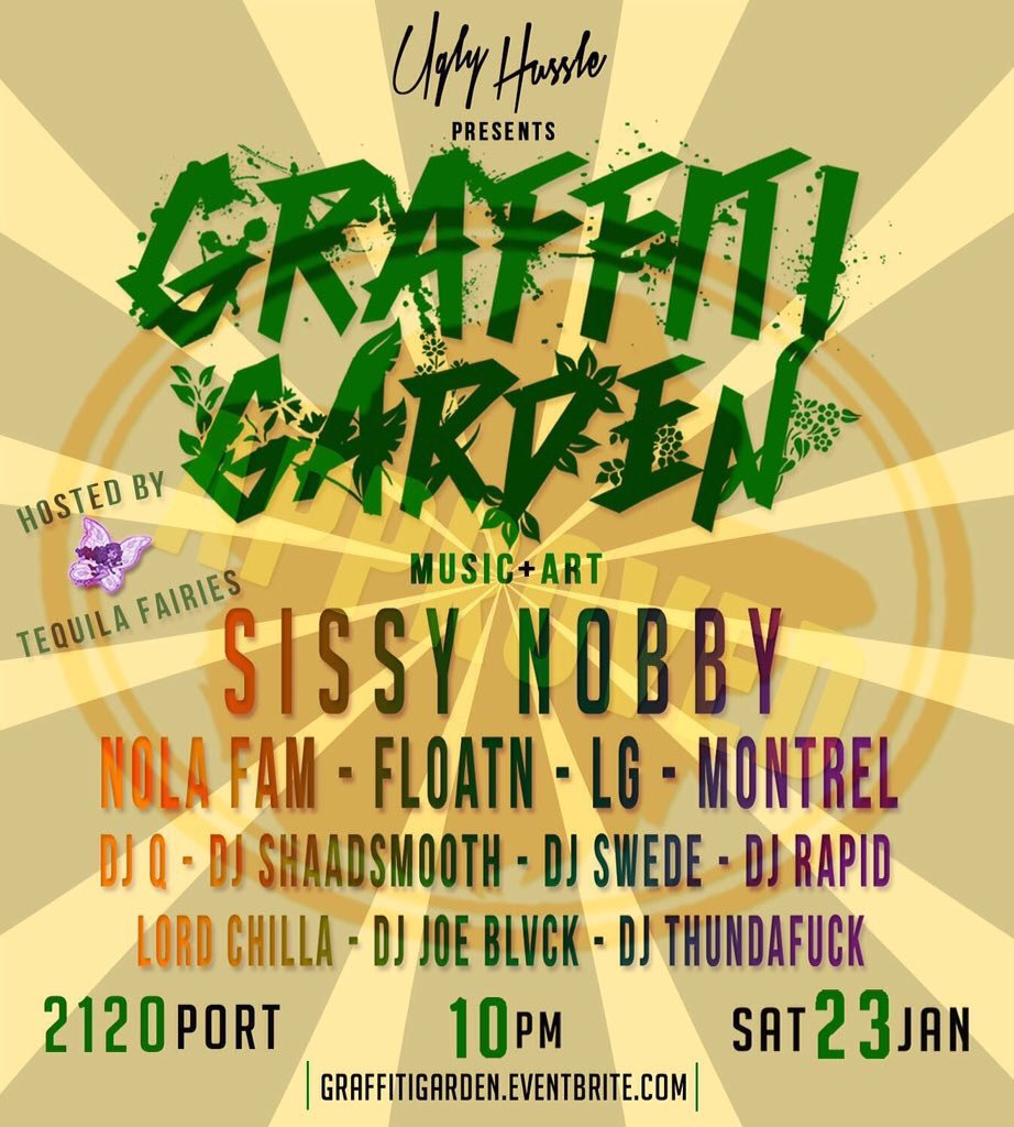 OldManMel's tweet photo. #GraffitiGarden Saturday by @uglyhussle . There's still time to get $5 presales don't sleep #3rdy7th #3ssentials https://t.co/8iQeAktfGE
