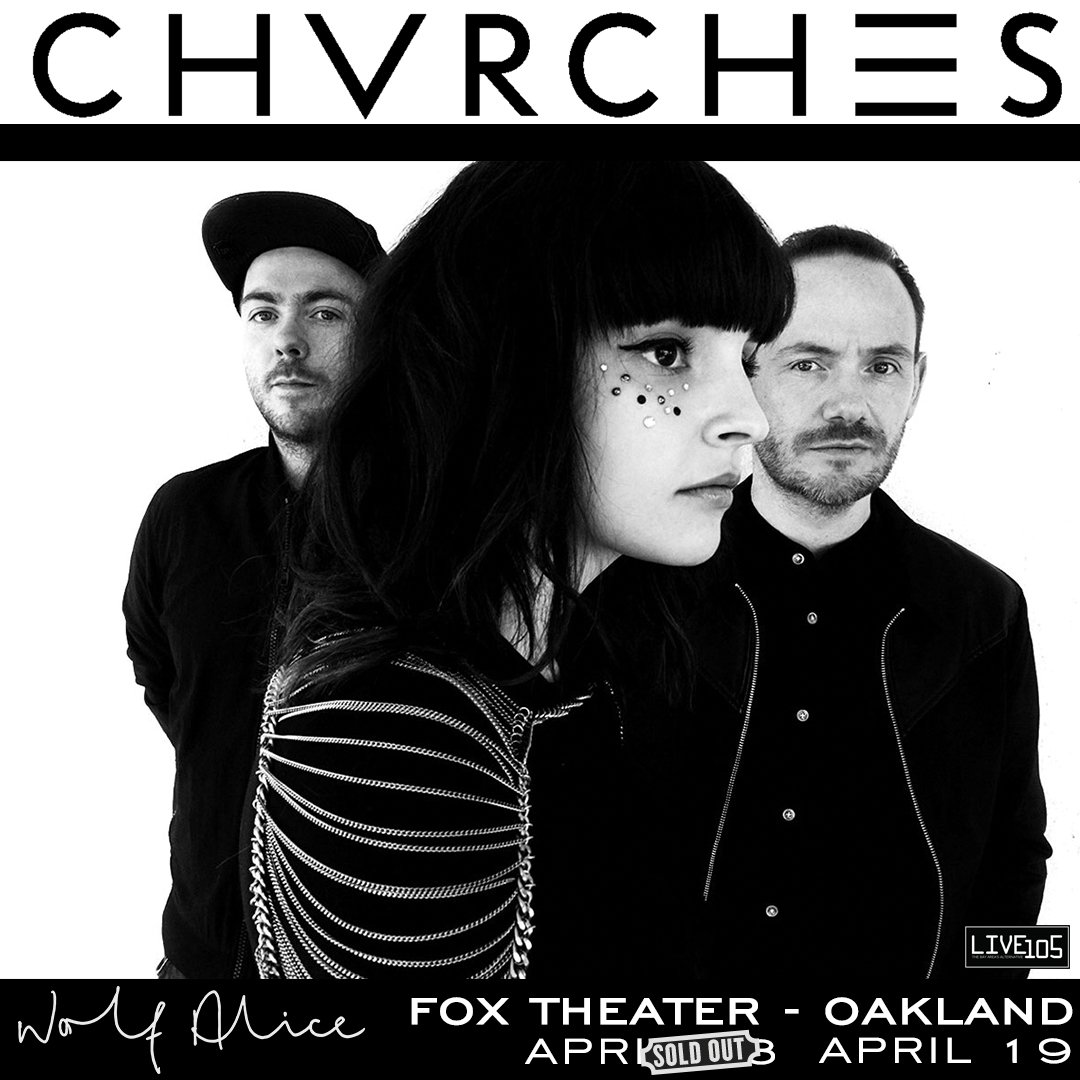foxoakland's tweet photo. 2nd show added by popular demand: @CHVRCHES on 4/19! 4/18 show is now sold out. tickets on sale tomorrow at 10am. https://t.co/g4VwYvF14F