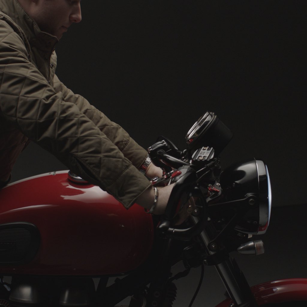 Studio_16_'s tweet photo. @Triumph motorcycle shot on a @Canon C500 with a rental package from @RuleBostonCamera #Thruxton #Canon @CafeCycles https://t.co/wfKPicwQlb
