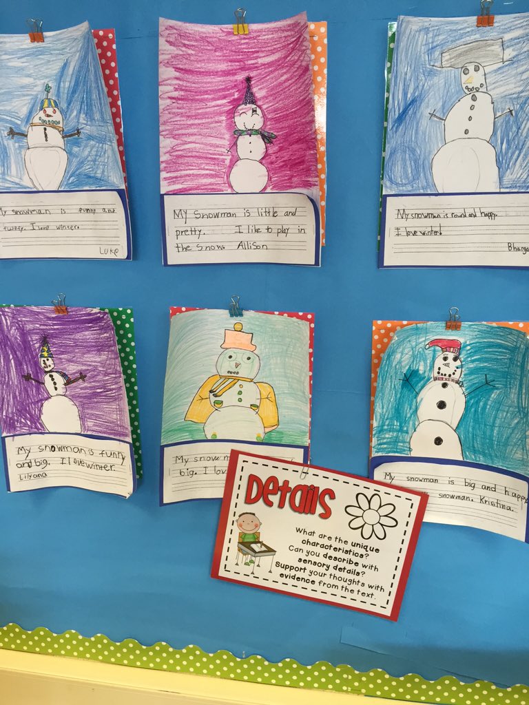 RastMindy's tweet photo. We wrote about the "details" of our snowmen!⛄️⛄️⛄️ #depth&amp;complexity #carltonusd #carlton1stgrade https://t.co/lI0R2dwJBs