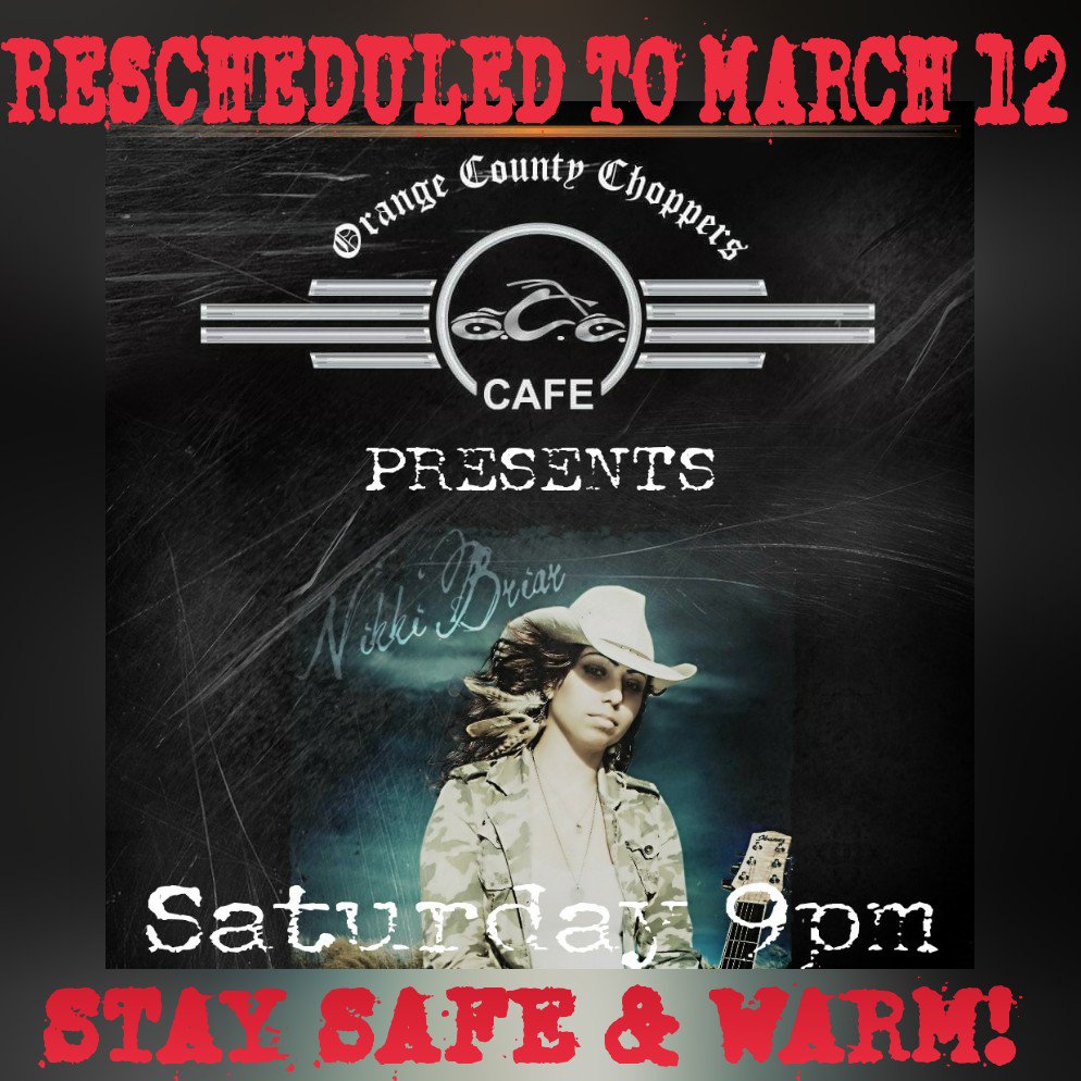 NikkiBriar's tweet photo. Rescheduled due 2 blizzard threat! Stay safe & warm! @OCCCafe @VenuesNJ @nyc_country #newburghny #occcafe https://t.co/GVdIThRbJR