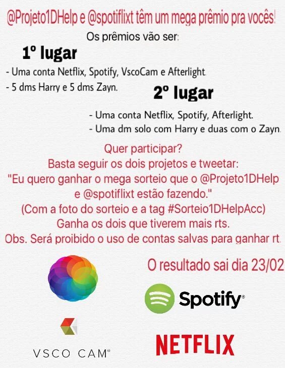 espumeitoda's tweet photo. Eu quero ganhar o mega sorteio que o @Projeto1DHelp e @spotiflixt estão fazendo #Sorteio1DHelpAcc https://t.co/2g2zZOPtyH