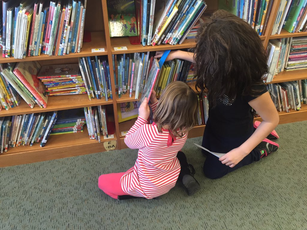 LibraryTES's tweet photo. One 3rd grade class had "read with little kids" as a 2016 #LibraryGoal, so today we started Book Buddies with K! https://t.co/c0KI3v6fBC