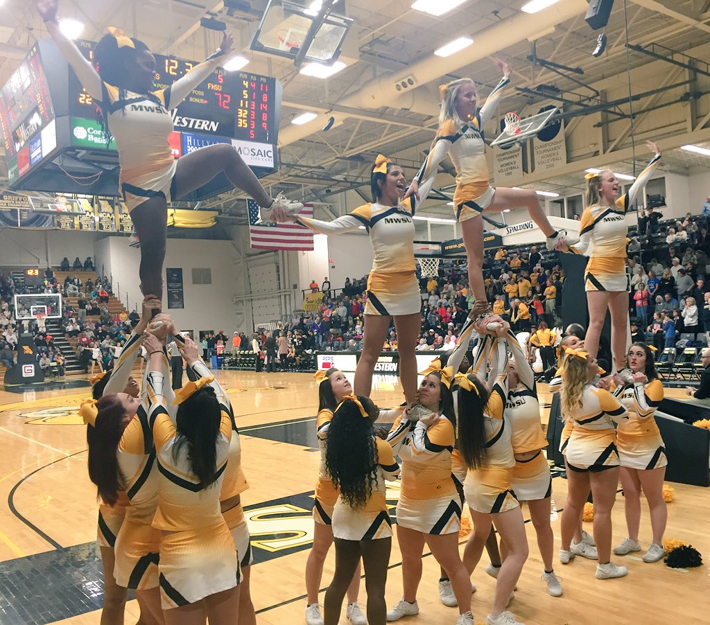mwsucheer's tweet photo. Women's basketball 18-0 with a win over Fort Hays 77 to 75! 🏀 #MissouriWesternWins #Undefeated https://t.co/oGOLQFD1Gt
