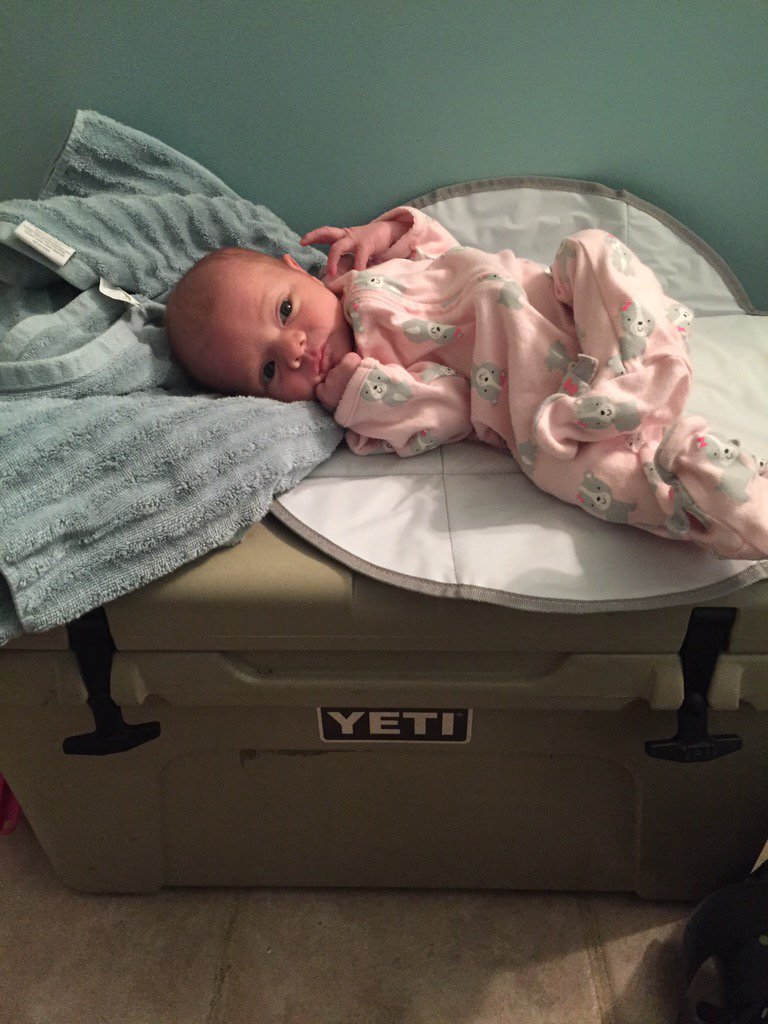 moose_actual's tweet photo. @YETICoolers Makes a great changing station in a pinch for our little rambler. https://t.co/ssCGm7gGYD