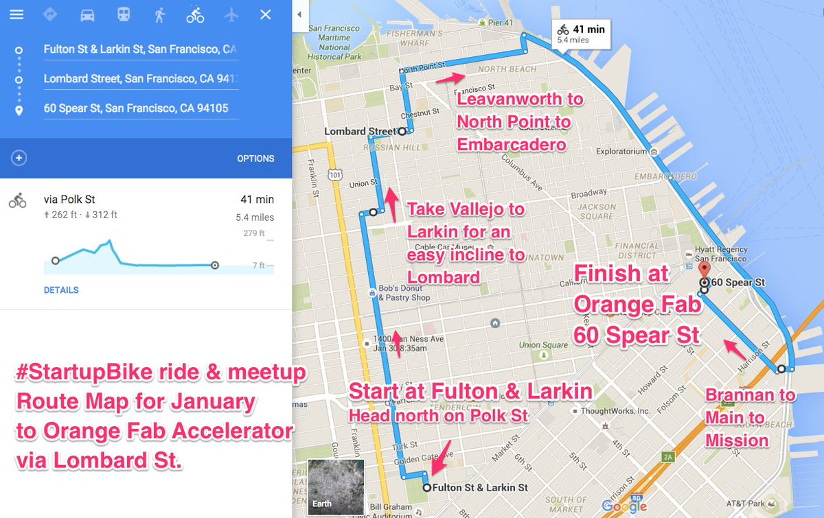 StartupBike's tweet photo. Route &amp; hazards maps for our Jan ride to @OrangeFab feat. @sentri4u @getbitlock @flamestower
https://t.co/dI4bE0YhUY https://t.co/a3iak4j1Y8