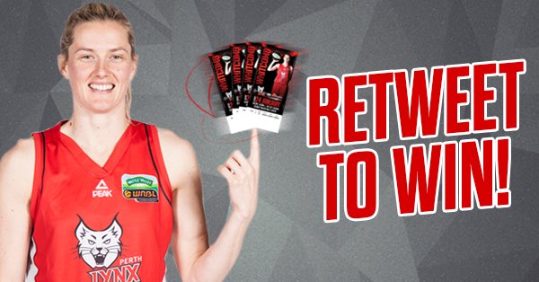 PerthLynx's tweet photo. RETWEET and you could win 1 of 4 family VIP PASSES to Sunday’s game! Tip-off at 2pm. #FreebieFriday #LynxParty https://t.co/y1jJa2IB5F