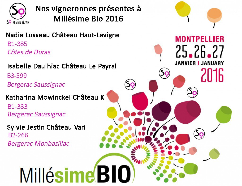 SOfemmeetvin's tweet photo. Elles vous attendent: 4 vigneronnes de #SOFemmeetvin à #MillésimeBio2016 ! #vin #bio https://t.co/0nAzY1EkUD https://t.co/VTMgHNwjVJ