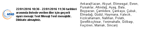 AFAD_UYARI's tweet photo. Test Mesaji Test mesajidir. Dikkate almayiniz. https://t.co/ofUzp4dcck