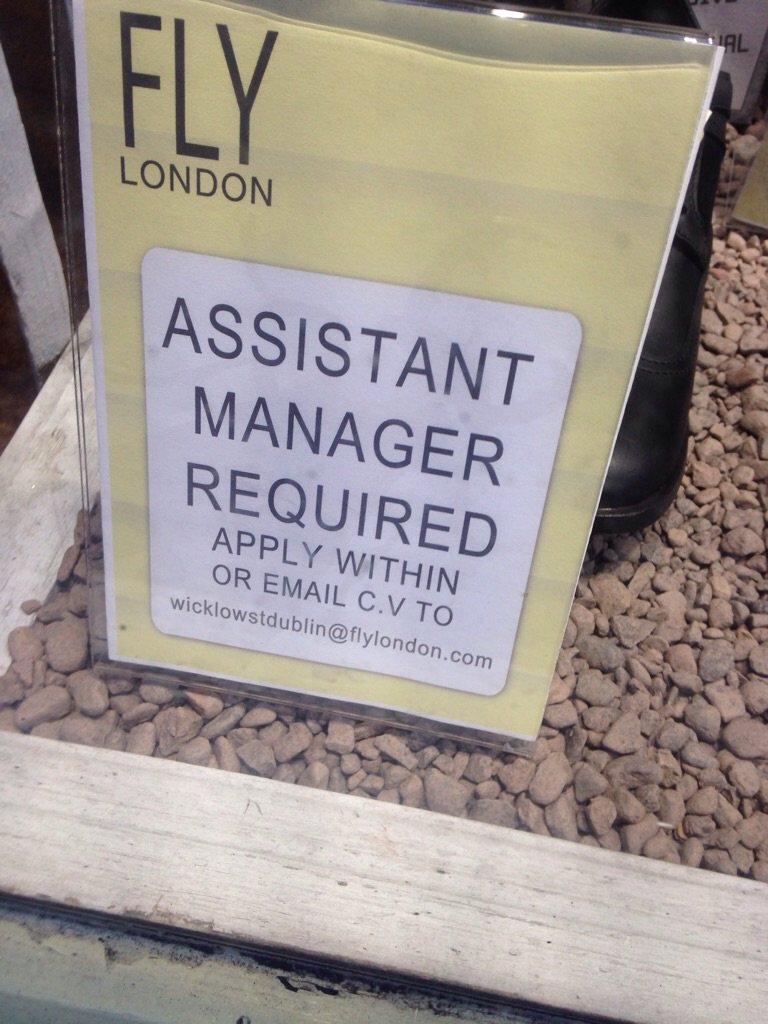 Job available on Dublin's Wicklow Street. #jobfairy