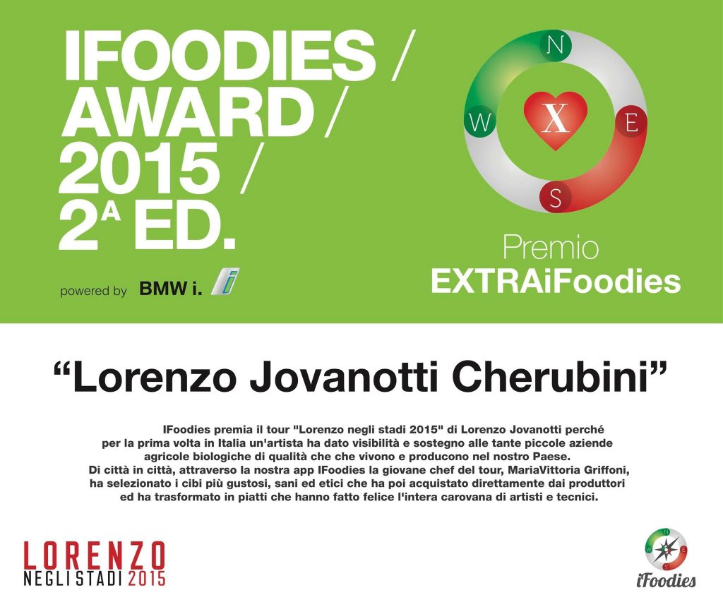 iFoodies Award2015 <a href="/lorenzojova/">Lorenzo Jovanotti</a> <a href="/BMWItalia/">BMW Italia</a> <a href="/BMWi_Italia/">BMWi.Italia</a> <a href="/roby69oli/">Roberto Olivi</a> <a href="/strummercop/">Michele Lupi</a> <a href="/Saturnino69/">Saturnino Celani</a> <a href="/fvali11/">francesca valiani</a> <a href="/Filippolidori/">Filippo Polidori FOODGURU</a>