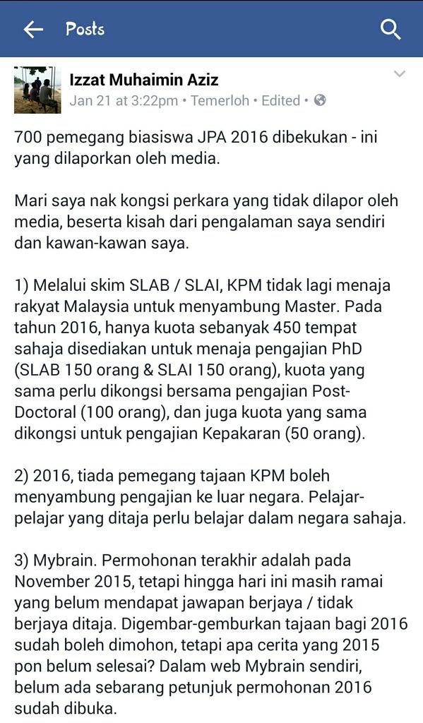 FaizAsmadi's tweet image. Situasi yg berlaku di Malaysia. Nak sambung Master/PhD pun susah. Share kat semua moga bermanfaat #soaringupward