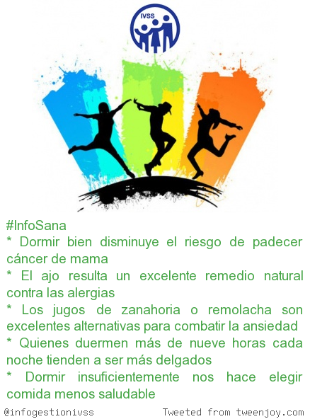 infogestionivss's tweet photo. #INFOSANA #VidaSaludable #IVSScomunicando #CalidaddeVida https://t.co/4hCm22S60i