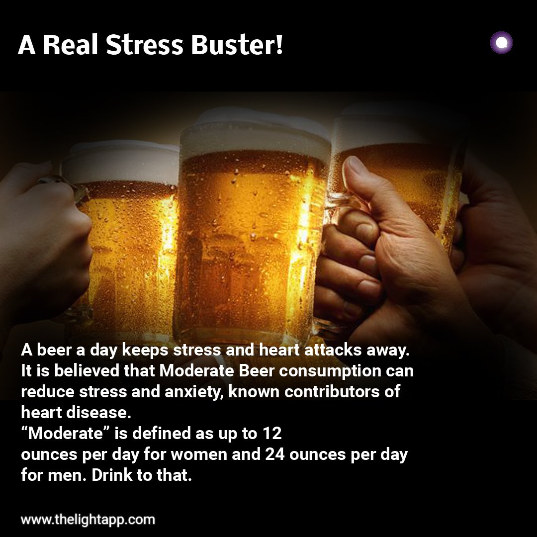 TheLightApp's tweet photo. Benefits of Beer... A real stress buster... #beer #beerconsumption https://t.co/yfUmaxbkVK